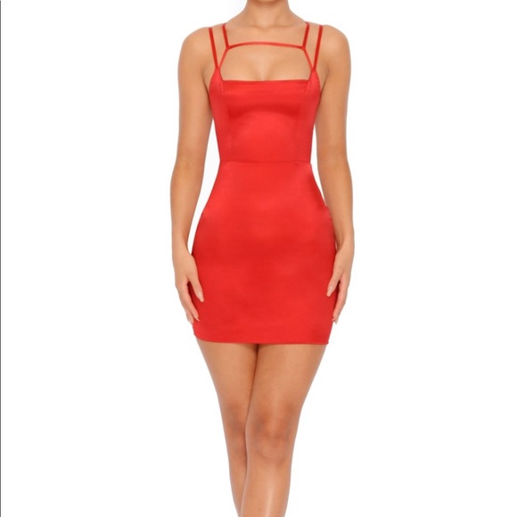 run the show cut out satin mini dress in red